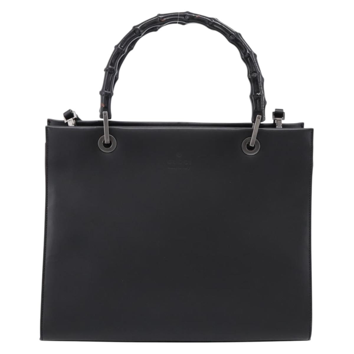 Gucci Bamboo Top Handle Leather, Black, Leather, Handbag
