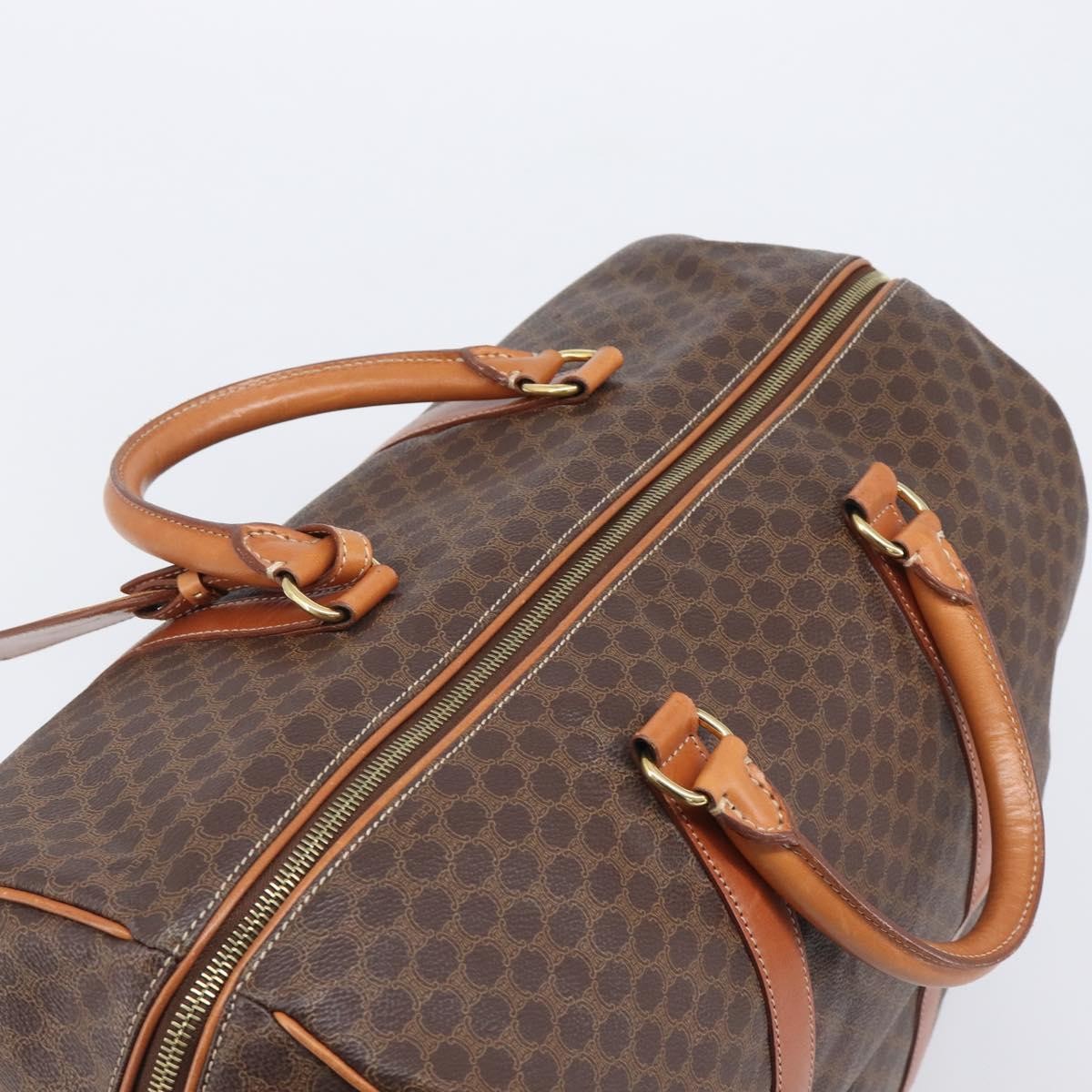 Celine Boston Triomphe Coated Canvas, Brown, Canvas, Handbag