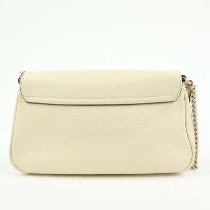 Gucci Soho Chain Leather, White, Leather, Crossbody Bag