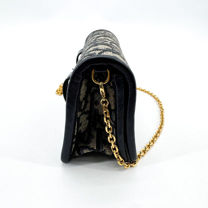 Christian Dior 30 Montaigne Nano Convertible Belt Oblique Canvas, Navy, Canvas, Clutch