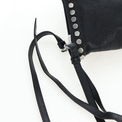 Prada Etiquette Flap Studded Glace Calfskin, Black, Leather, Handbag