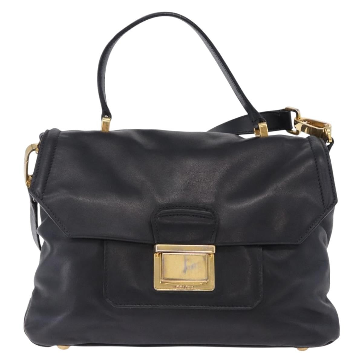 Miu Miu Beau Top Handle Leather, Black, Leather, Handbag
