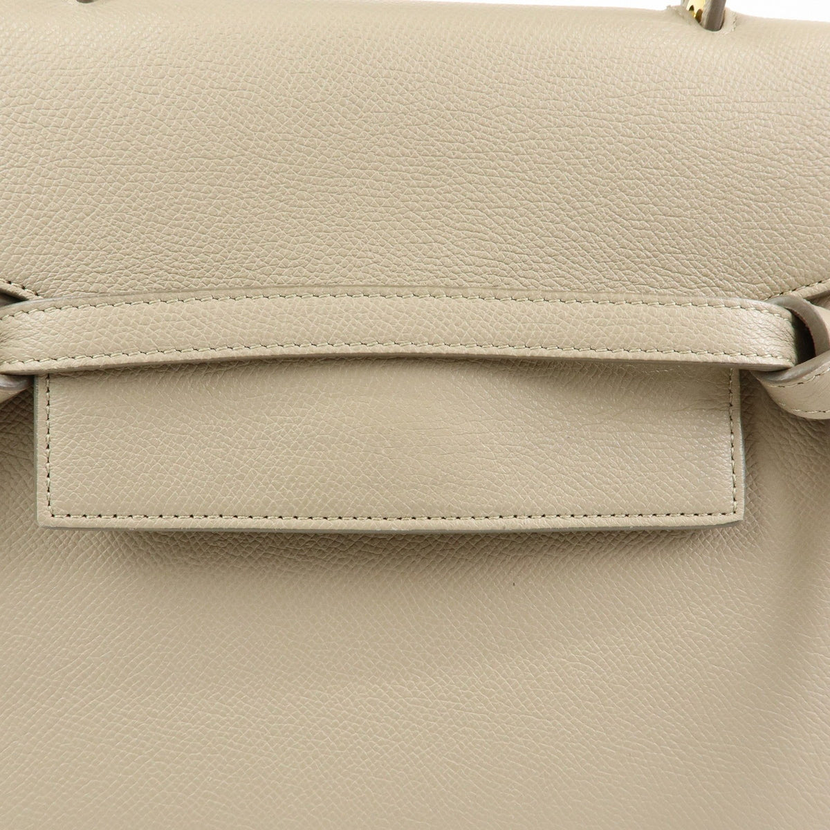 Celine Belt Textured Leather, Beige, Leather, Handbag