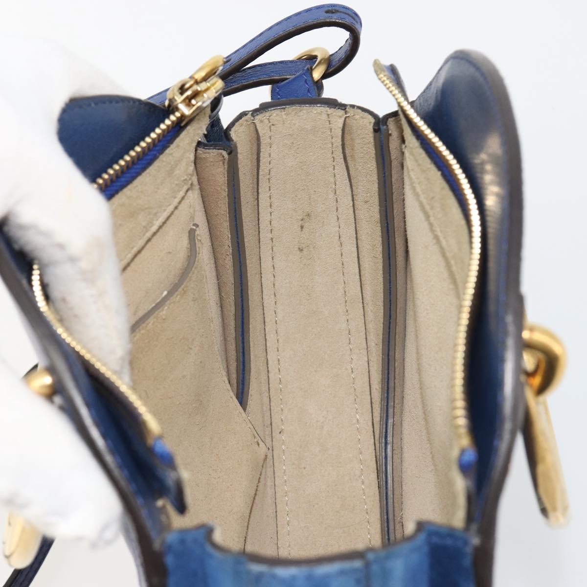 Chloe Pixie Leather and Suede, Blue, Leather, Crossbody Bag