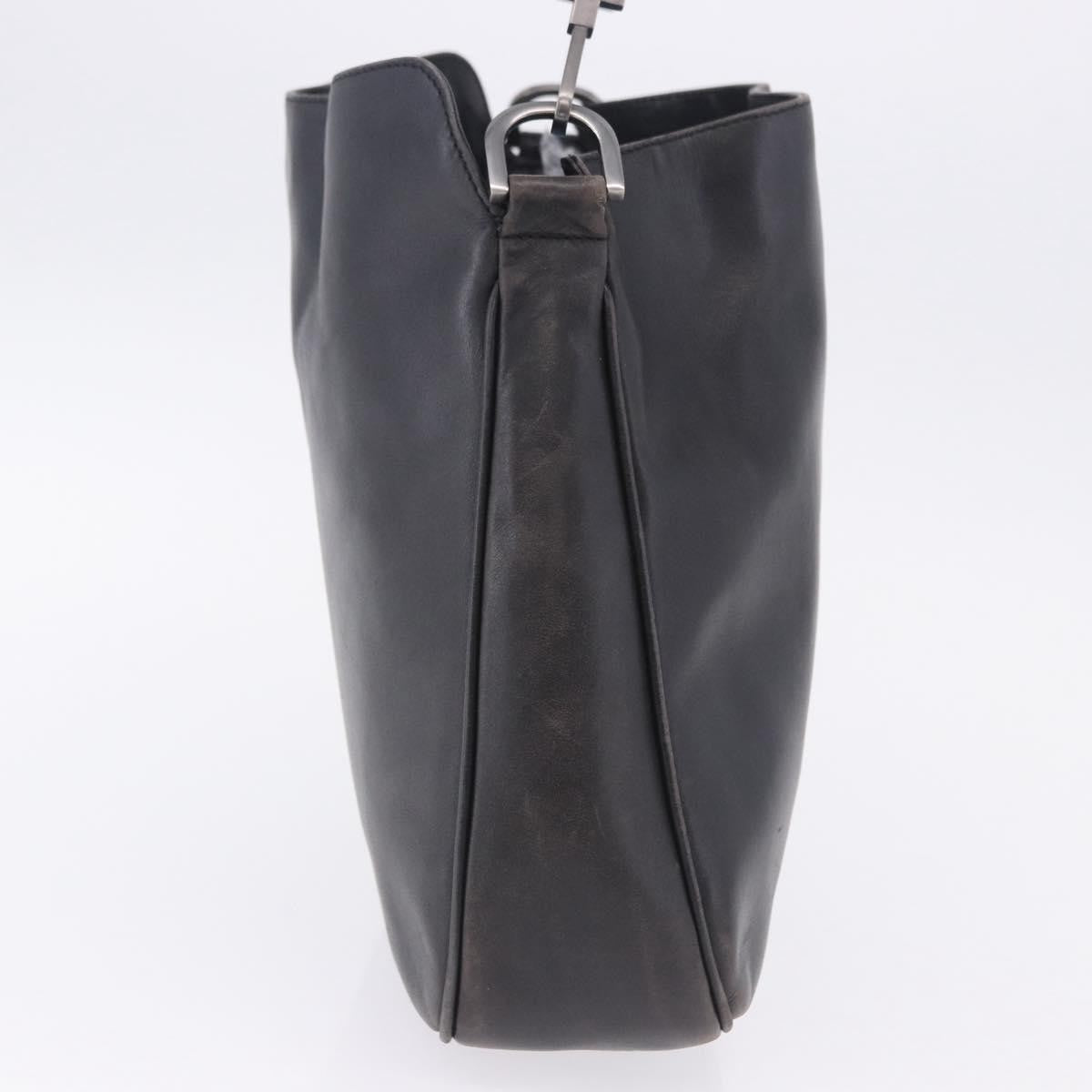 Gucci Vintage Bamboo Handle Open Hobo Leather, Black, Leather, Shoulder Bag