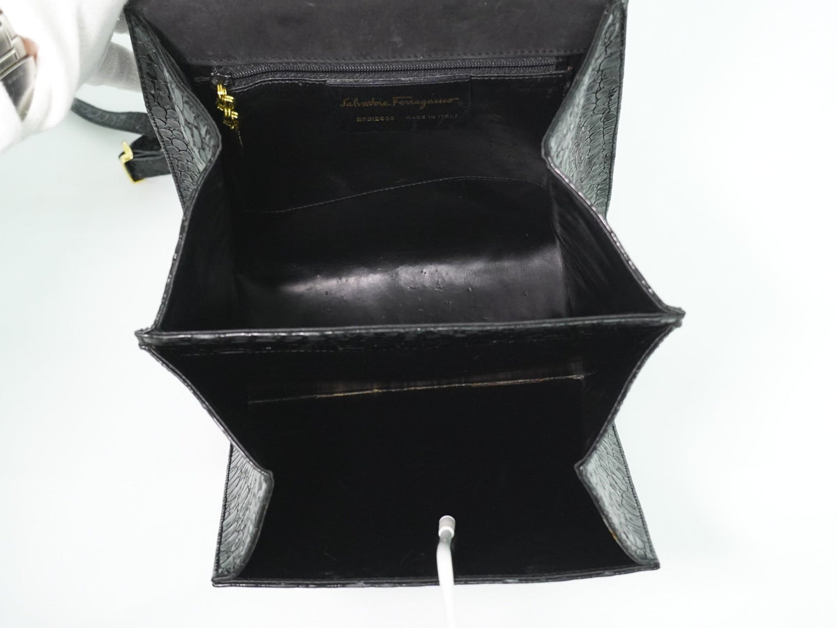 Salvatore Ferragamo Vintage Top handle Leather, Black, Patent Leather, Handbag