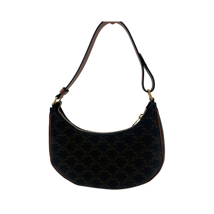 Celine Ava Triomphe Canvas, Brown, Leather, Shoulder Bag