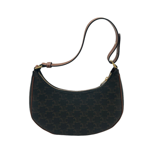 Celine Ava Triomphe Canvas, Brown, Leather, Shoulder Bag