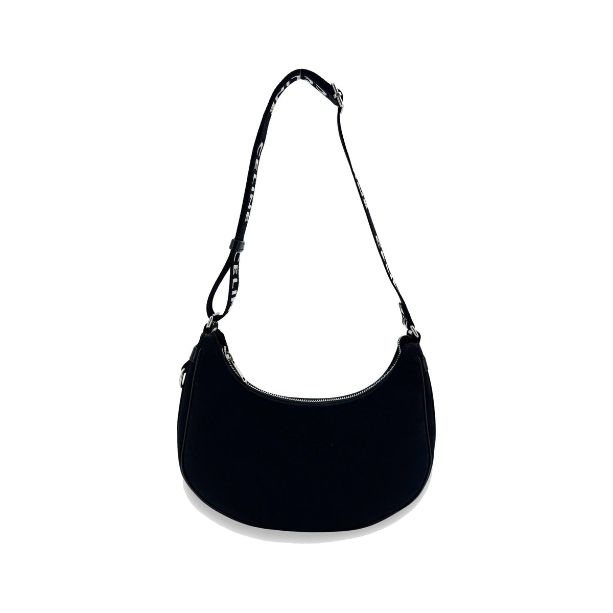 Celine Ava Triomphe Coated Canvas, Black, Textile, Handbag