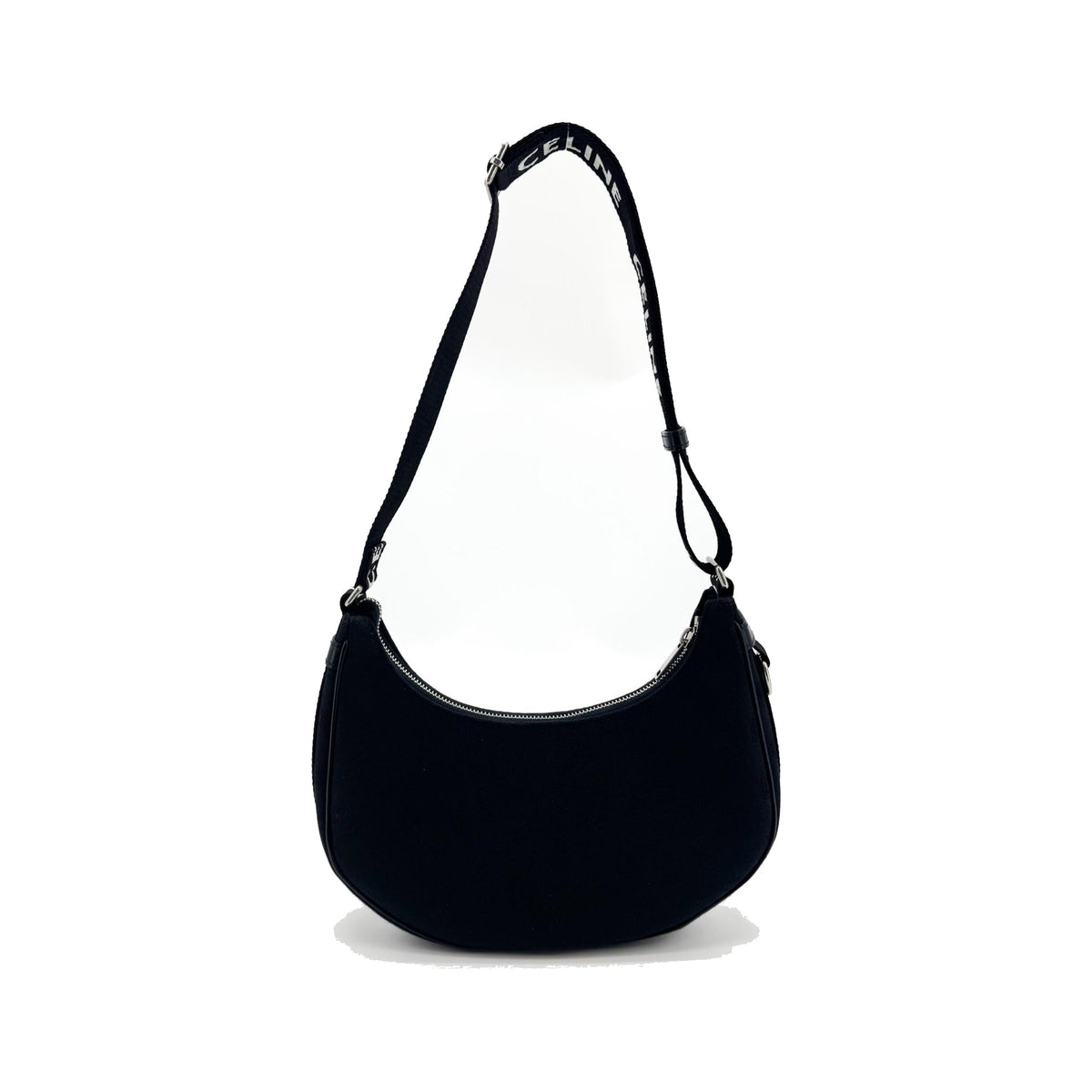 Celine Ava Triomphe Coated Canvas, Black, Textile, Handbag