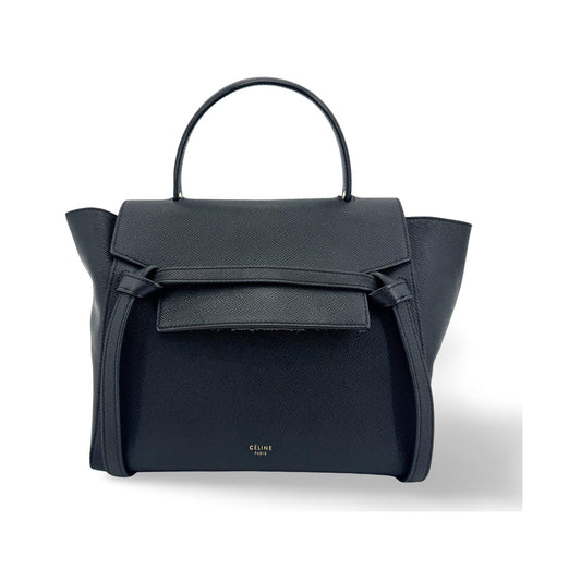 Celine Belt Calfskin, Black, Leather, Handbag
