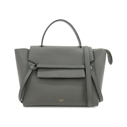 Celine Belt Textured Leather, Gray, Calfskin, Handbag