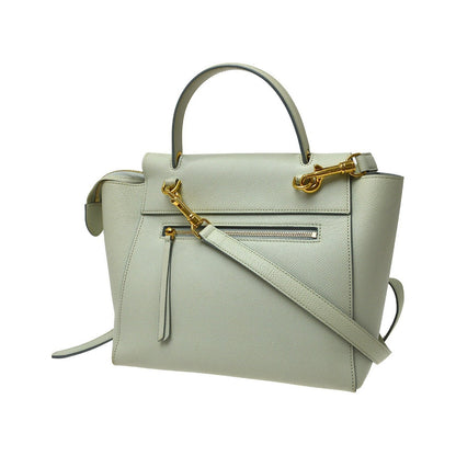 Celine Belt Textured Leather, Blue, Leather, Handbag