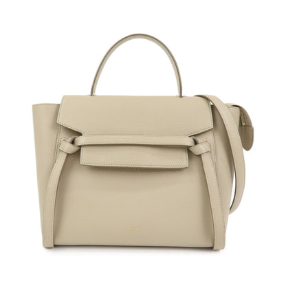 Celine Belt Textured Leather, Beige, Leather, Handbag