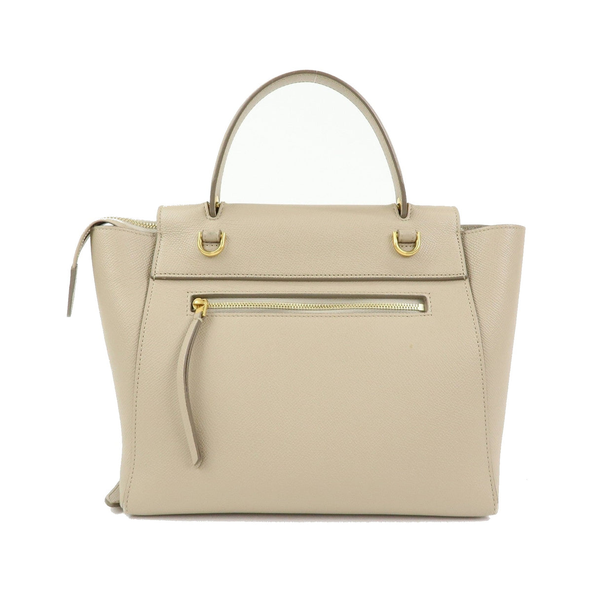 Celine Belt Textured Leather, Beige, Leather, Handbag