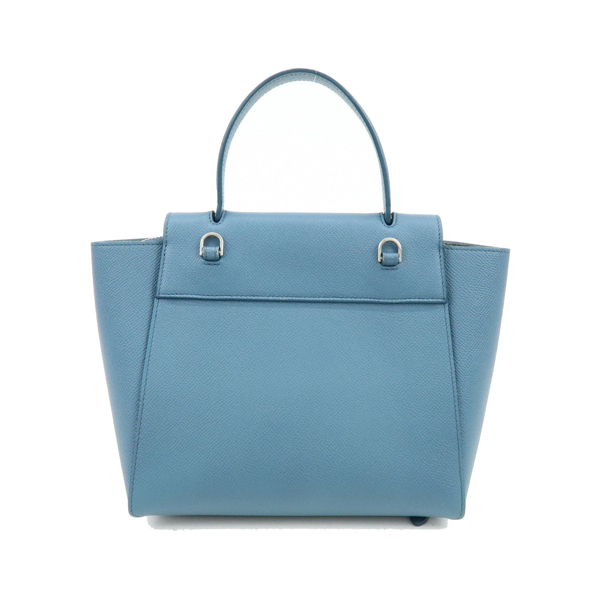 Celine Belt Textured Leather, Blue, Leather, Handbag