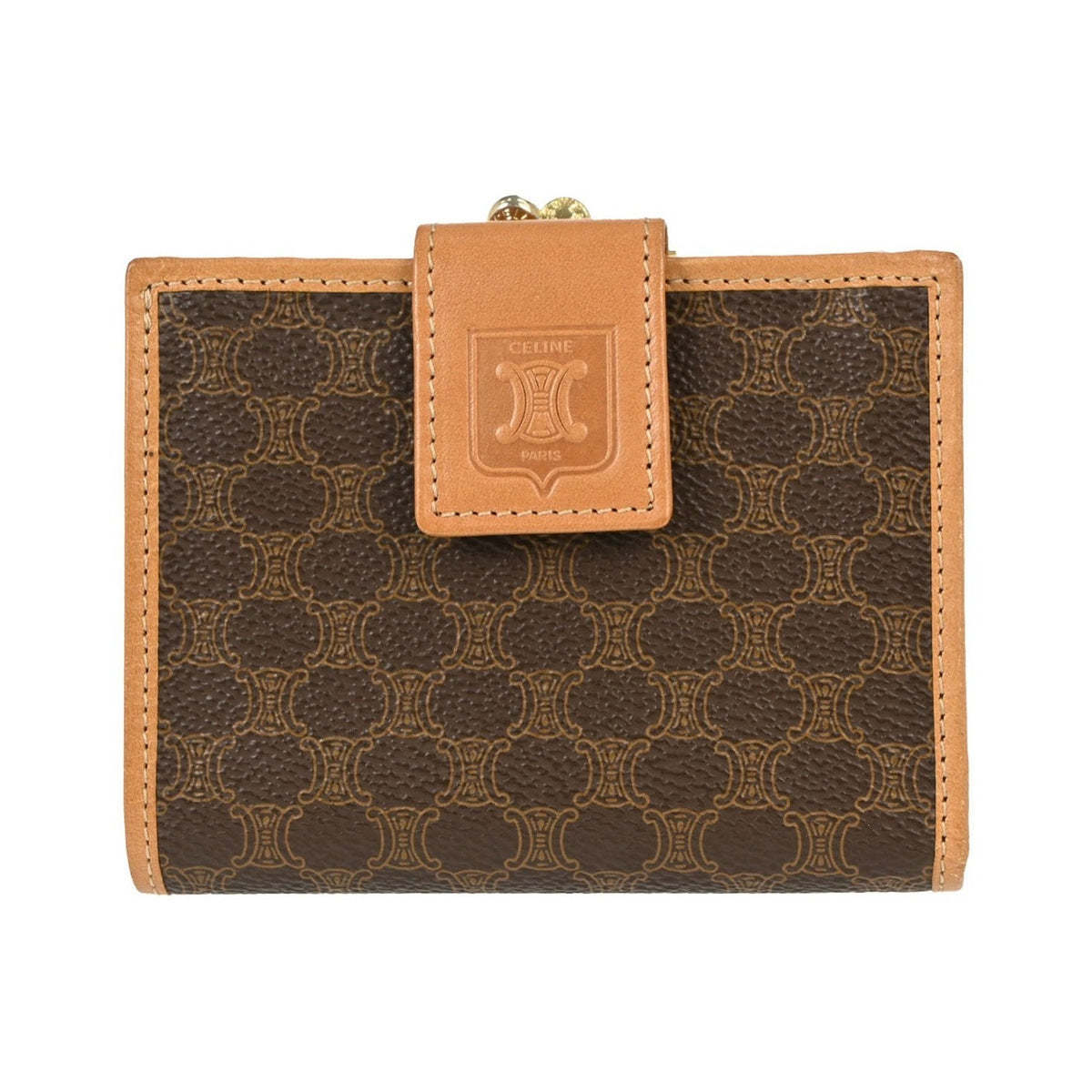 Celine Bifold Triomphe Coated Canvas, Brown, PVC, Wallet