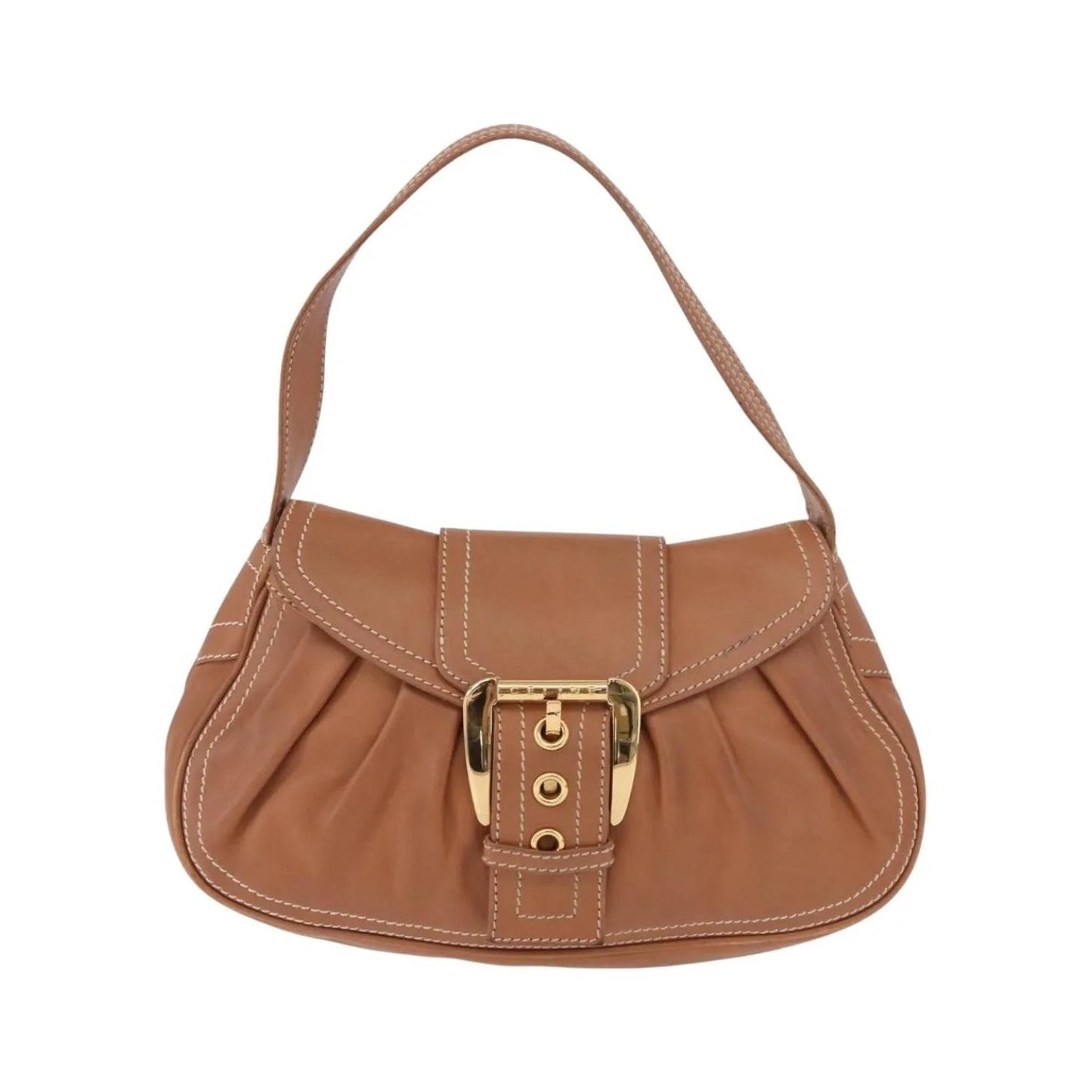 Celine Biker Boogie Satchel Leather, Brown, Leather, Shoulder Bag