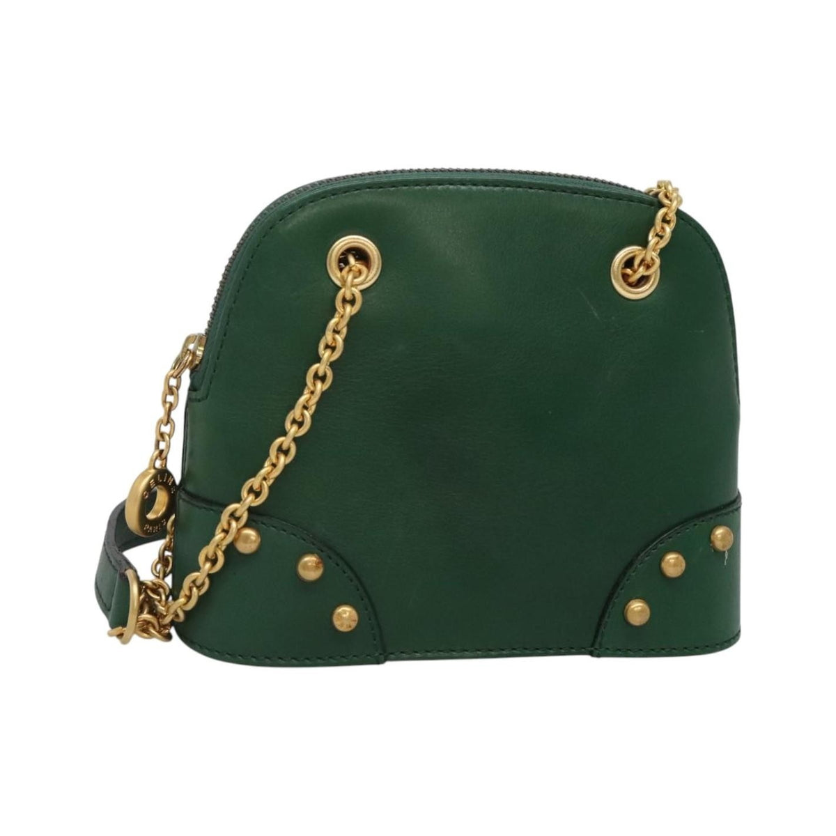 Celine Chain Vertical Quilted Lambskin, Green, Leather, Shoulder Bag