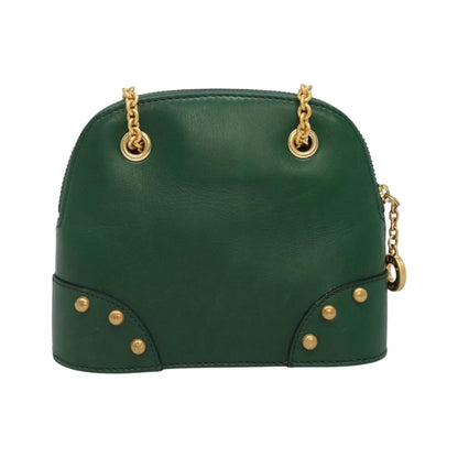 Celine Chain Vertical Quilted Lambskin, Green, Leather, Shoulder Bag