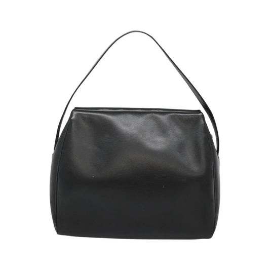 Celine Circle Logo Leather, Black, Leather, Handbag