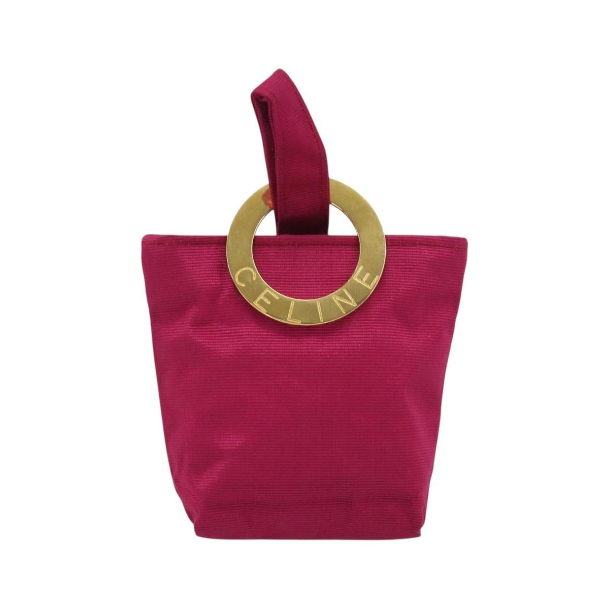 Celine Circle Logo Pouch Nylon, Pink, Nylon, Clutch