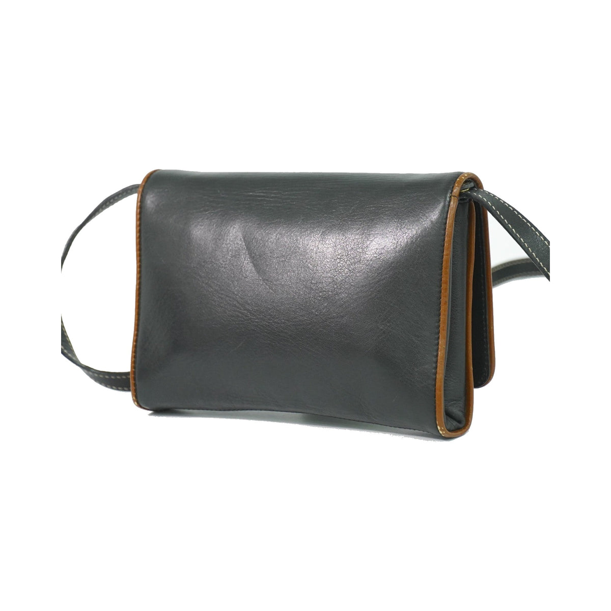Celine Flap Shoulder Leather, Black, Leather, Shoulder Bag