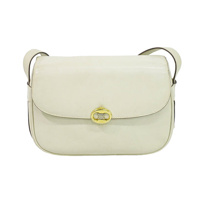 Celine Flap Shoulder Leather, Beige, Leather, Shoulder Bag