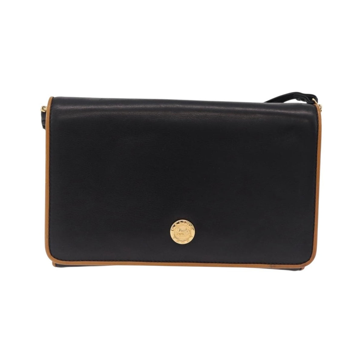 Celine Flap Shoulder Leather, Black, Leather, Shoulder Bag