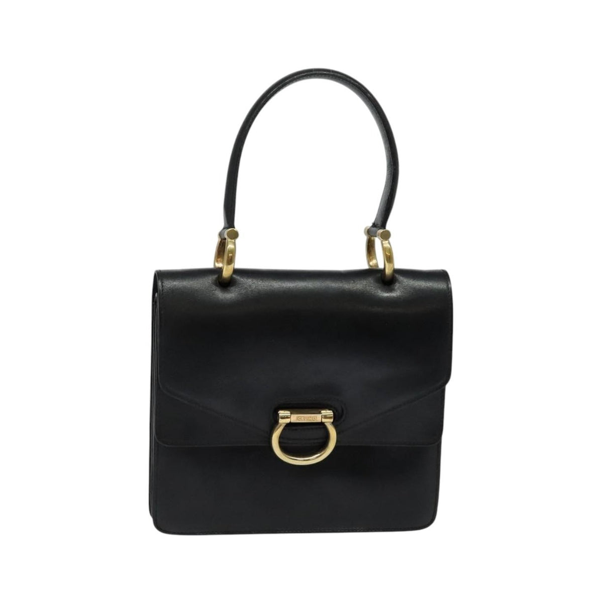 Celine Gancini Leather, Black, Leather, Handbag
