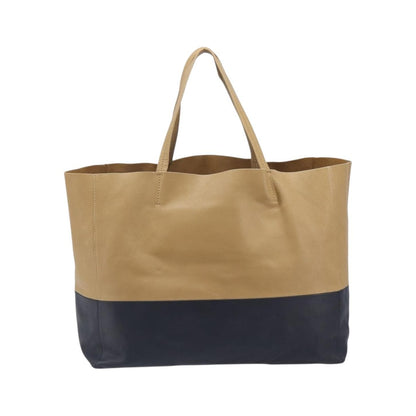 Celine Horizontal Bi-Cabas Leather, Beige, Leather, Tote Bag