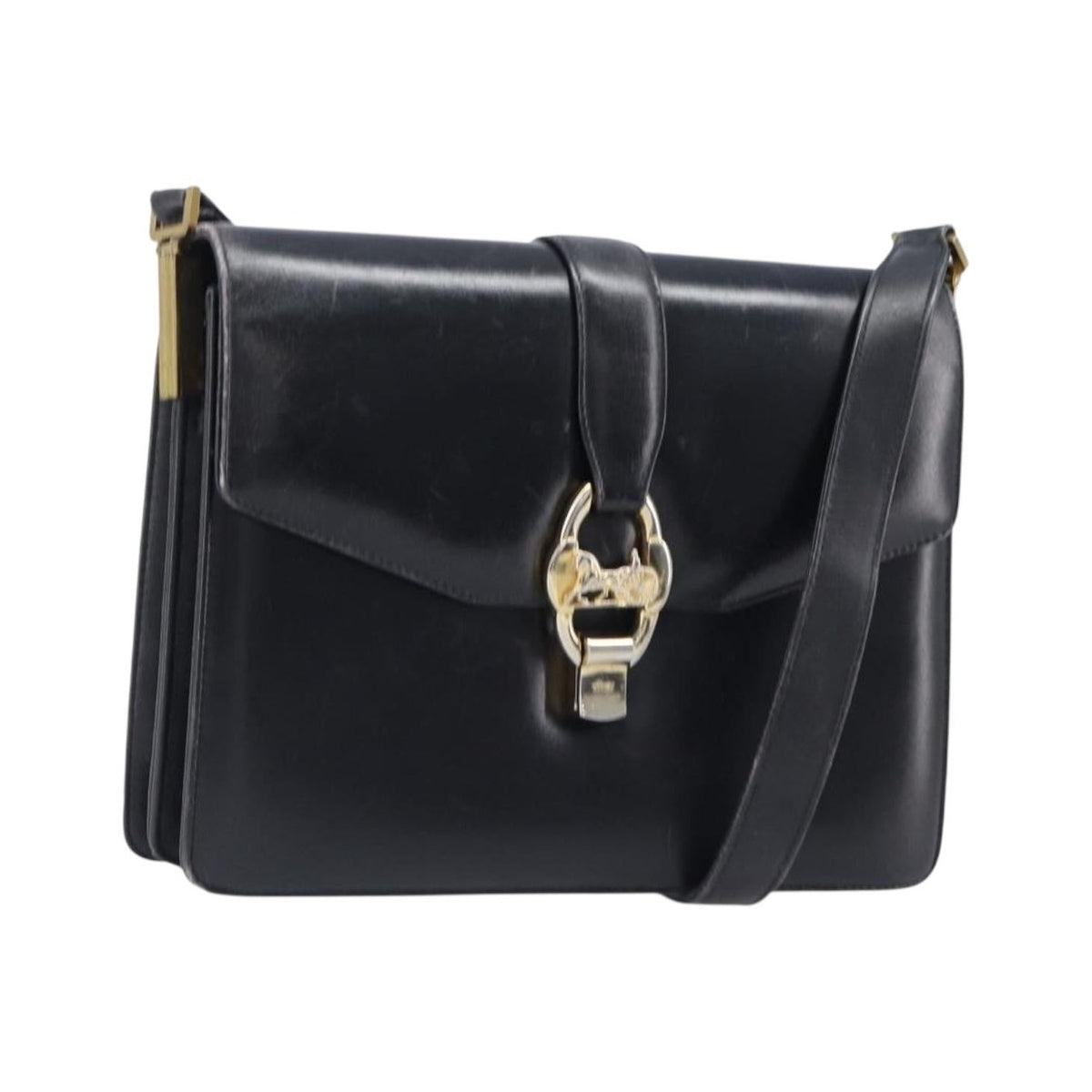 Celine Horse Carriage Leather, Black, Leather, Shoulder Bag