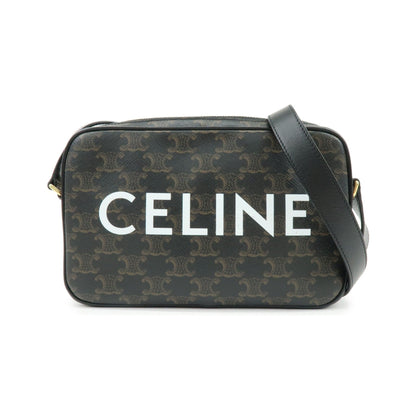 Celine Logo Messenger Triomphe Coated Canvas, Brown, Canvas, Handbag
