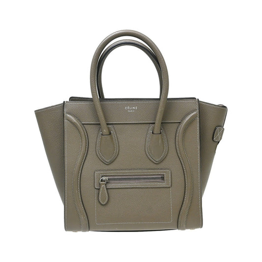 Celine Luggage Grainy Leather, Gray, Leather, Handbag