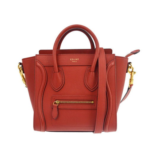 Celine Luggage Grainy Leather, Red, Leather, Handbag