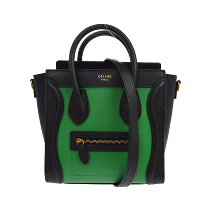 Celine Luggage Smooth Leather, Green, Leather, Handbag
