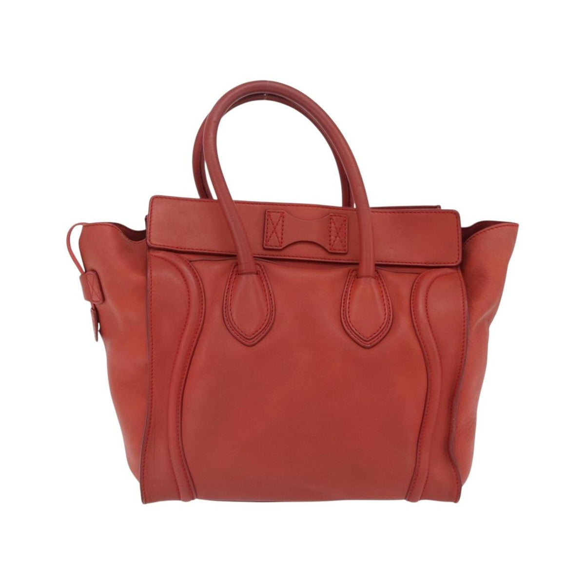 Celine Luggage Suede, Red, Leather, Handbag