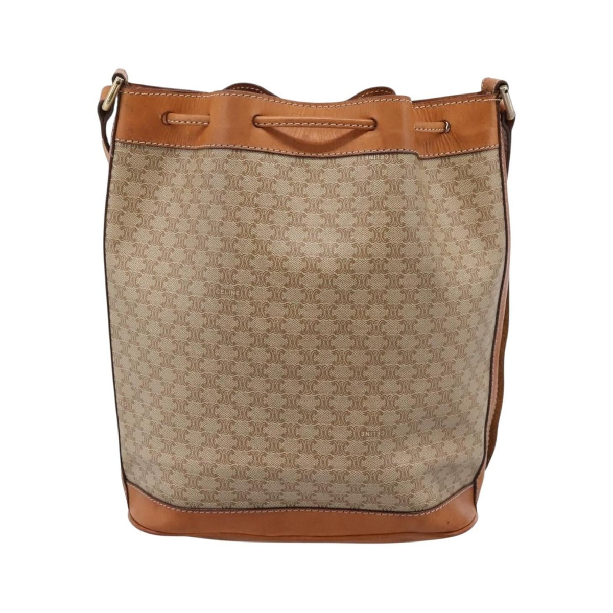 Celine Macadam Leather, Beige, Canvas, Shoulder Bag