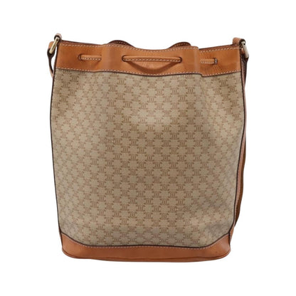 Celine Macadam Leather, Beige, Canvas, Shoulder Bag