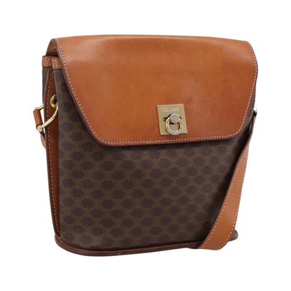 Celine Macadam Leather, Brown, Canvas, Shoulder Bag