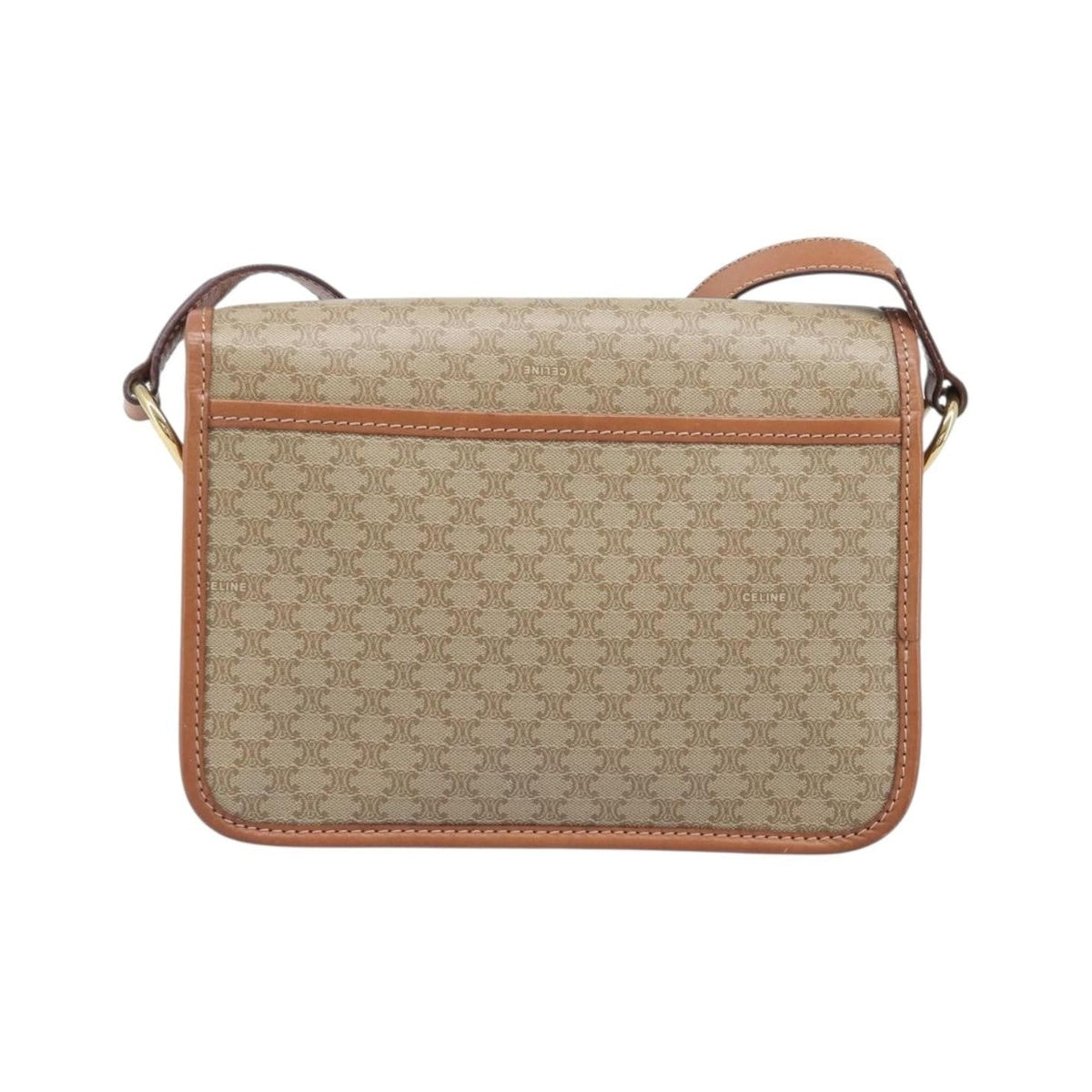 Celine Macadam Shoulder Canvas, Beige, Canvas, Crossbody Bag