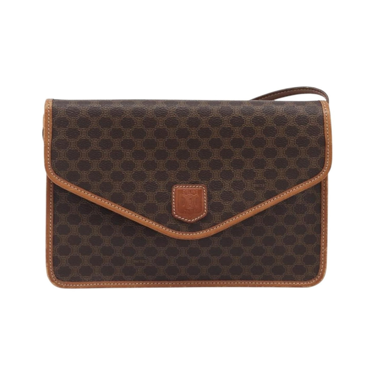 Celine Macadam Shoulder Canvas, Brown, Canvas, Crossbody Bag