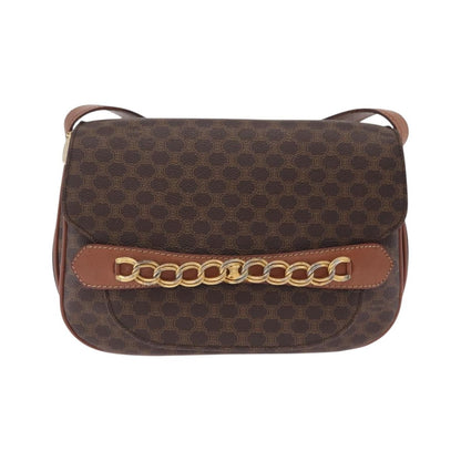 Celine Macadam Shoulder Canvas, Brown, Canvas, Crossbody Bag