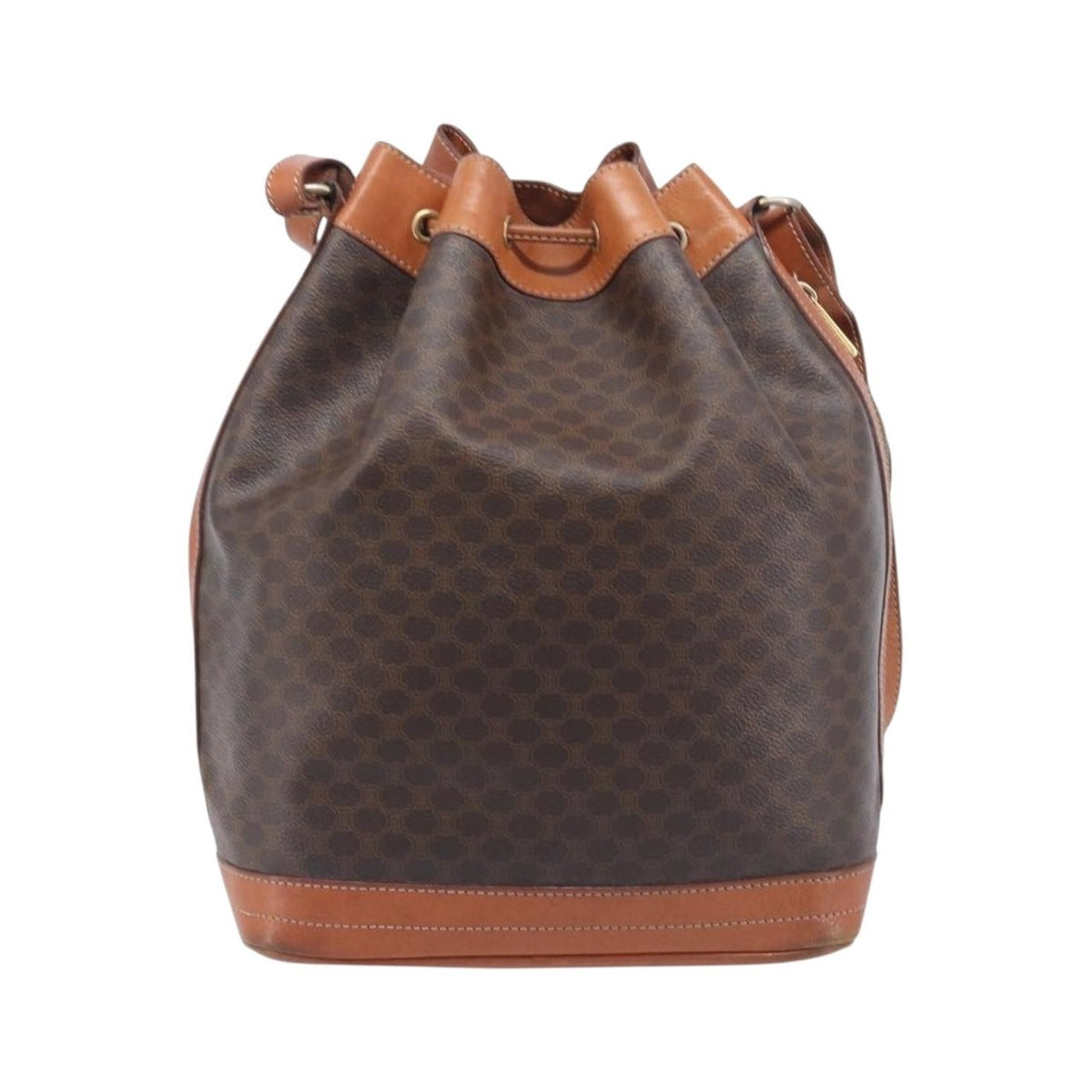 Celine Macadam Shoulder Leather, Brown, Canvas, Crossbody Bag
