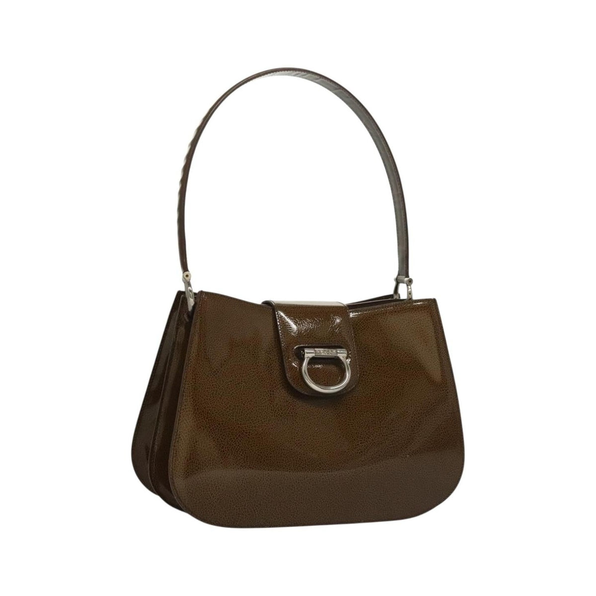 Celine Shoulder Leather, Khaki, Patent Leather, Shoulder Bag
