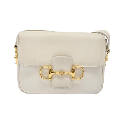 Celine Shoulder Leather, White, Leather, Shoulder Bag