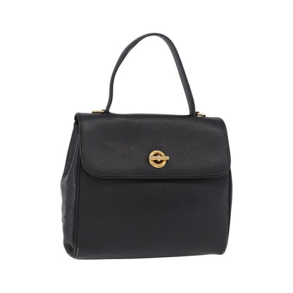 Celine Top Handle Leather, Black, Leather, Handbag