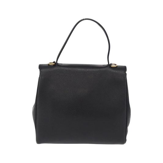 Celine Top Handle Leather, Black, Leather, Handbag