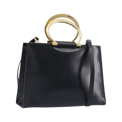Celine Top Handle Leather, Black, Leather, Handbag