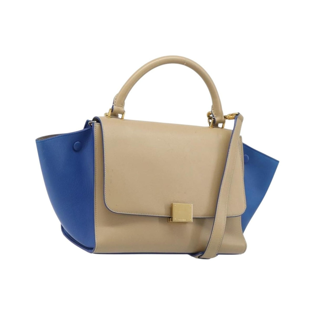 Celine Trapeze Leather, Beige, Leather, Handbag